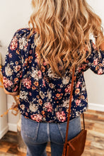 Load image into Gallery viewer, Navy Floral Elastic Hem Blouse