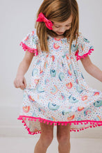 Load image into Gallery viewer, Rainbow Dot Pom Pom Girls Dress