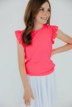 Load image into Gallery viewer, Neon Pink S/S Ruffle Tee