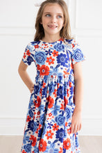 Load image into Gallery viewer, Happy 4th Floral Pocket Twirl Dress