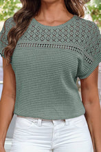 Load image into Gallery viewer, Lace Patchwork Waffle Short Sleeve Top