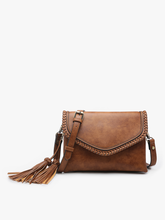 Load image into Gallery viewer, Sloane Flapover Crossbody w/ Whipstitch and Tassel