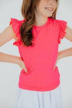 Load image into Gallery viewer, Neon Pink S/S Ruffle Tee