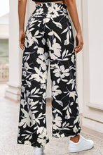 Load image into Gallery viewer, Black & White Floral Wide-Leg Pants