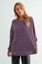Load image into Gallery viewer, Plum One Size Waffle Ribbed Pullover