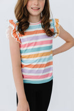 Load image into Gallery viewer, Spring Stripe Ruffle Tee
