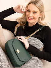 Load image into Gallery viewer, Lottie Twist Lock Crossbody Bag w/ Chain Strap: Hunter Green