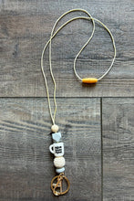 Load image into Gallery viewer, Grey Coffee Teach Repeat Silicone Bead Lanyard