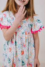 Load image into Gallery viewer, Rainbow Dot Pom Pom Girls Dress