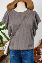 Load image into Gallery viewer, Solid Textured Flutter Sleeve Top