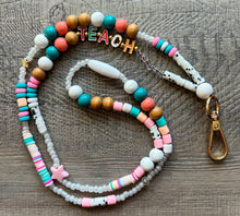 Load image into Gallery viewer, Teach Colorful Beaded Lanyard with Breakaway Clasp