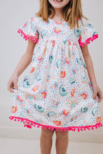 Load image into Gallery viewer, Rainbow Dot Pom Pom Girls Dress