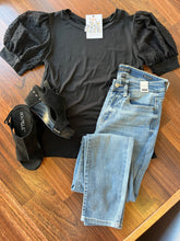 Load image into Gallery viewer, Carley Black Suede Croc Wedge