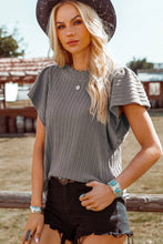 Load image into Gallery viewer, Solid Textured Flutter Sleeve Top