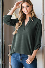 Load image into Gallery viewer, Heimish Roll-Up Sleeve Mandarin Collar Top