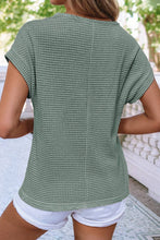 Load image into Gallery viewer, Lace Patchwork Waffle Short Sleeve Top