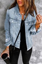 Load image into Gallery viewer, Soft Stretch Distressed Denim Jacket