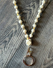 Load image into Gallery viewer, Gold Heart Beaded Lanyard with Breakaway Clasp