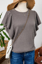 Load image into Gallery viewer, Solid Textured Flutter Sleeve Top