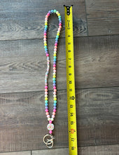 Load image into Gallery viewer, Colorful Beaded Teacher Lanyard with Donut Charm