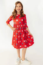 Load image into Gallery viewer, Husker 3/4 Sleeve Twirl Dress