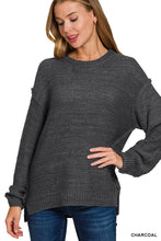 Load image into Gallery viewer, Exposed Seam Round Neck Sweater
