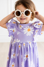Load image into Gallery viewer, I Heart Daisies Short Sleeve Ruffle Twirl Dress