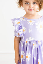 Load image into Gallery viewer, I Heart Daisies Short Sleeve Ruffle Twirl Dress