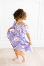 Load image into Gallery viewer, I Heart Daisies Short Sleeve Ruffle Twirl Dress
