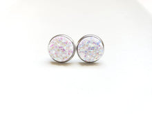 Load image into Gallery viewer, White Druzy Stud Earrings