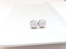 Load image into Gallery viewer, White Druzy Stud Earrings