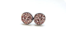 Load image into Gallery viewer, Rose Gold Druzy Stud Earrings