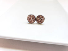 Load image into Gallery viewer, Rose Gold Druzy Stud Earrings
