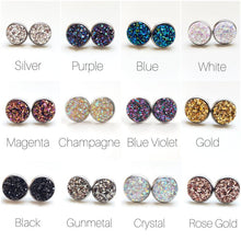 Load image into Gallery viewer, Rose Gold Druzy Stud Earrings