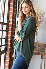 Load image into Gallery viewer, Heimish Roll-Up Sleeve Mandarin Collar Top
