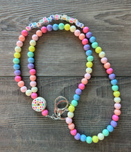 Load image into Gallery viewer, Colorful Beaded Teacher Lanyard with Donut Charm
