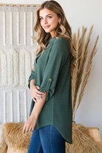 Load image into Gallery viewer, Heimish Roll-Up Sleeve Mandarin Collar Top

