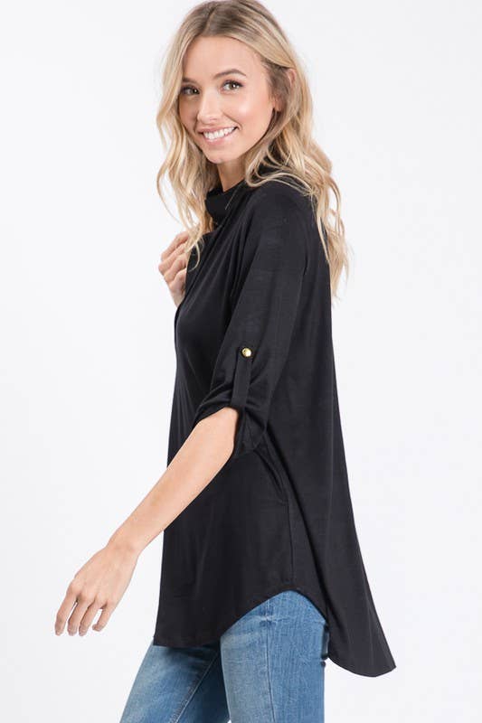 Heimish Button Sleeve Collared Top