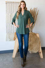 Load image into Gallery viewer, Heimish Roll-Up Sleeve Mandarin Collar Top
