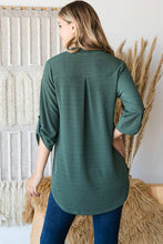 Load image into Gallery viewer, Heimish Roll-Up Sleeve Mandarin Collar Top
