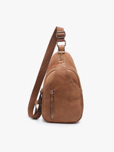 Load image into Gallery viewer, Nikki Dual Compartment Crossbody Sling Bag: Caramel
