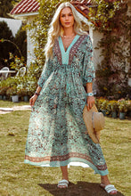 Load image into Gallery viewer, Boho Blossom Backless Maxi Dress
