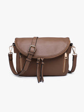 Load image into Gallery viewer, Aubree Flapover Multi-compartment Crossbody Bag: Olive
