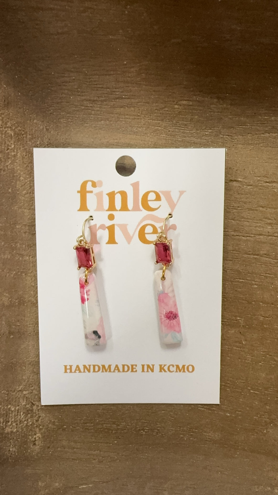 Finley River Pink Studded Flower Pendant Earrings