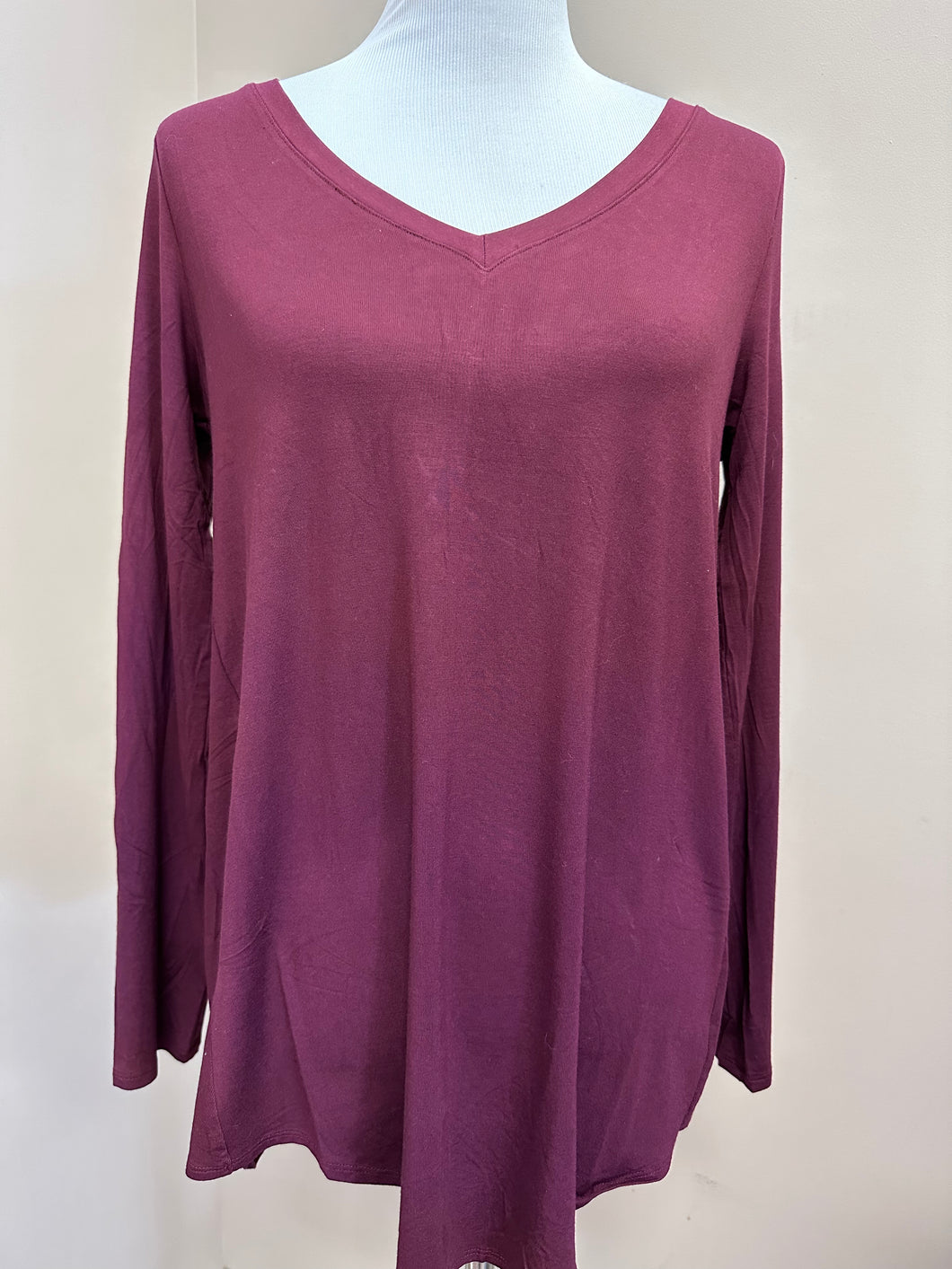 Rayon V-Neck Long Sleeve