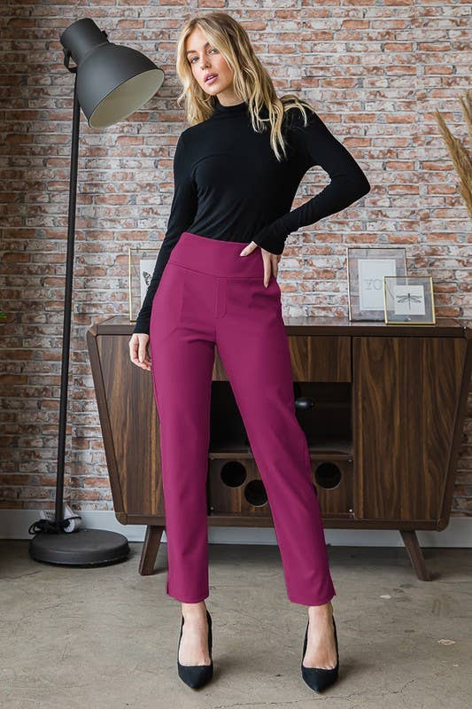 Heimish Solid Straight Pants with Wide Waistband