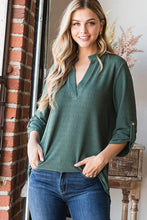 Load image into Gallery viewer, Heimish Roll-Up Sleeve Mandarin Collar Top
