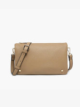 Load image into Gallery viewer, Phiona Studded Flapover Crossbody: Sand
