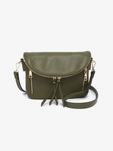 Load image into Gallery viewer, Aubree Flapover Multi-compartment Crossbody Bag: Olive
