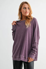 Load image into Gallery viewer, Plum One Size Waffle Ribbed Pullover
